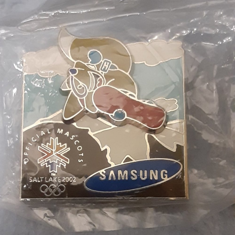 Salt Lake City 2002 Olympics Official Mascot Pin Samsung Sponsor